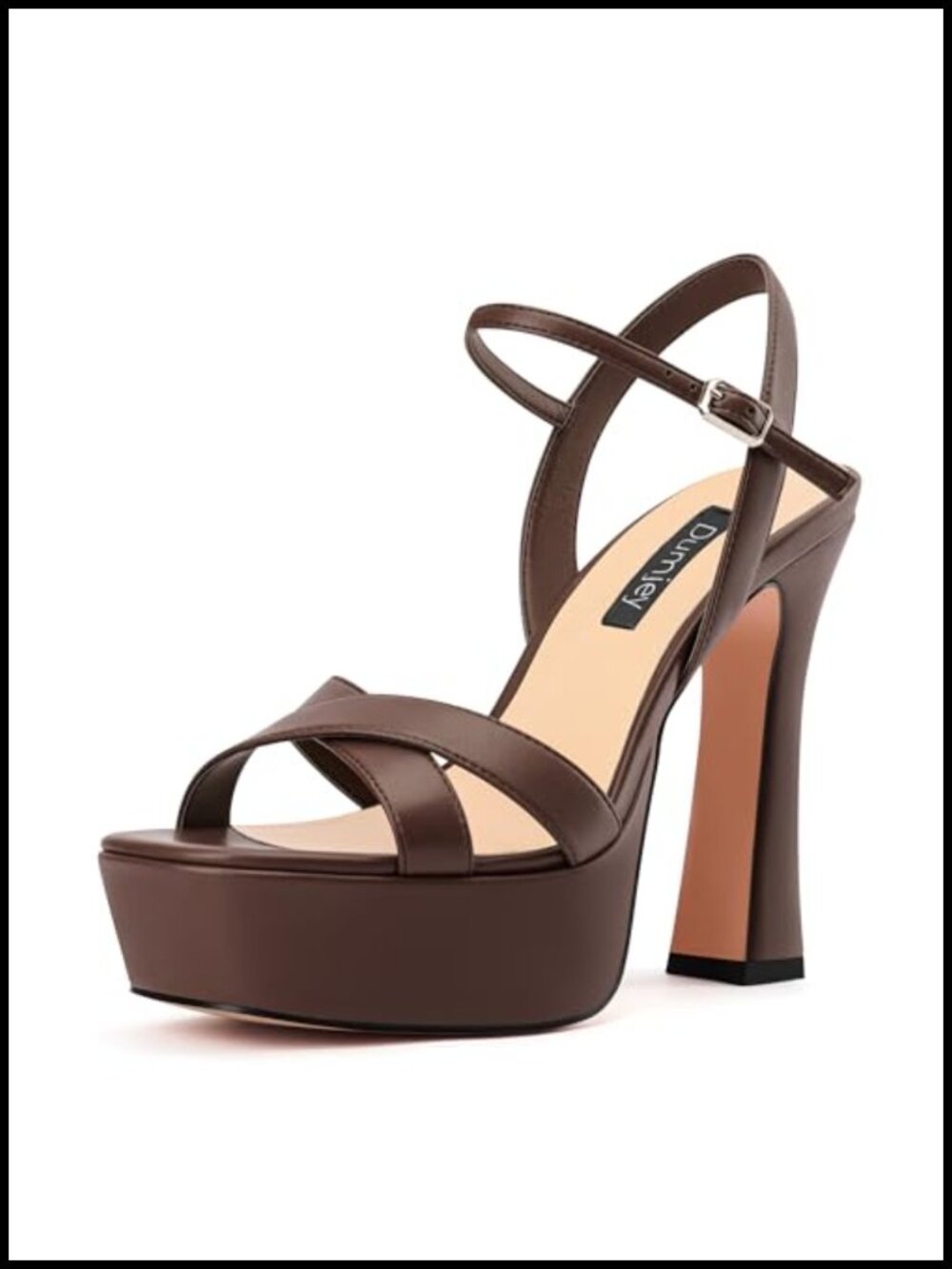Chunky Platform Heels Sandals Ankle Strap Faux Leather Block Heel Wedding Party